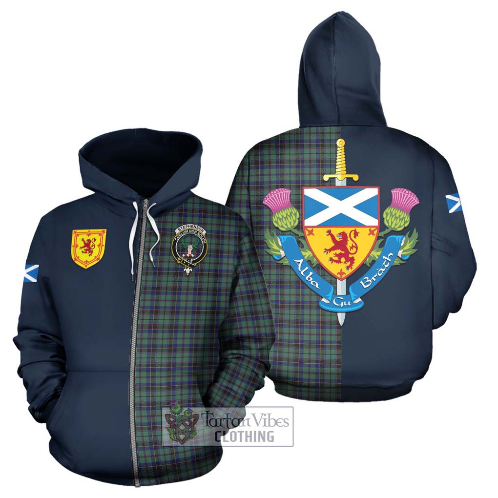 Stephenson (Stevenson) Tartan Hoodie Alba with Scottish Lion Royal Arm Half Style - Tartan Vibes Clothing
