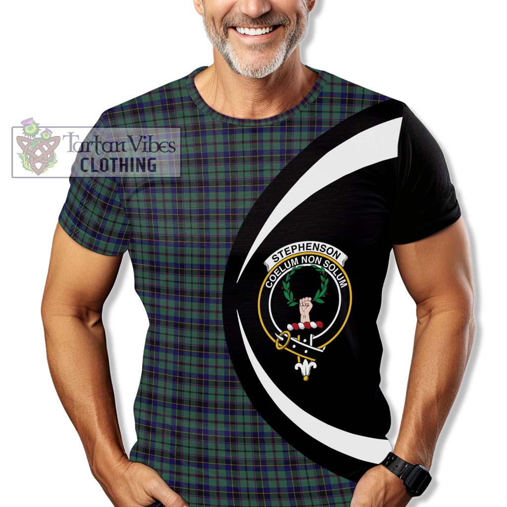 Tartan Vibes Clothing Stephenson Tartan T-Shirt with Family Crest Circle Style