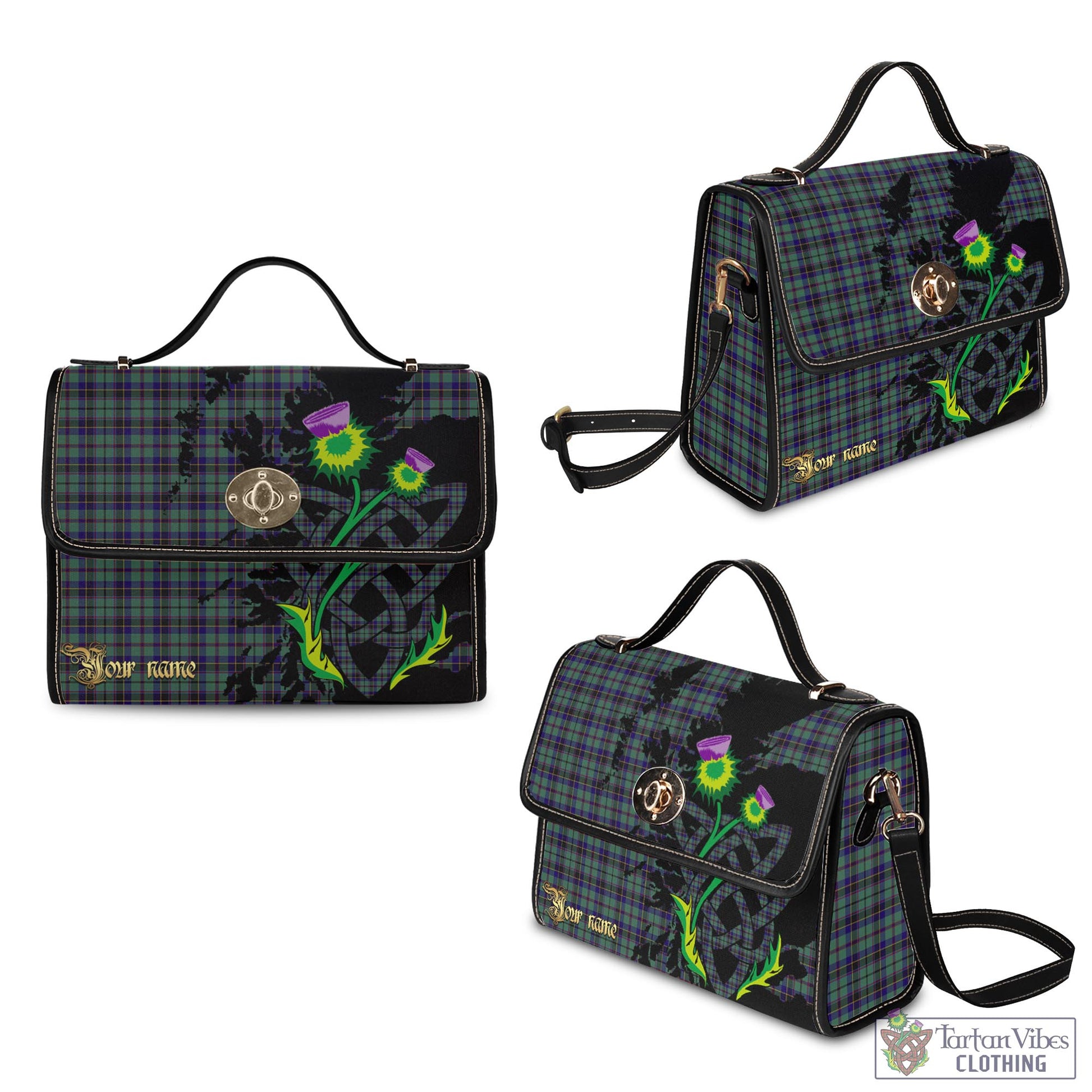 Tartan Vibes Clothing Stephenson Tartan Waterproof Canvas Bag with Scotland Map and Thistle Celtic Accents