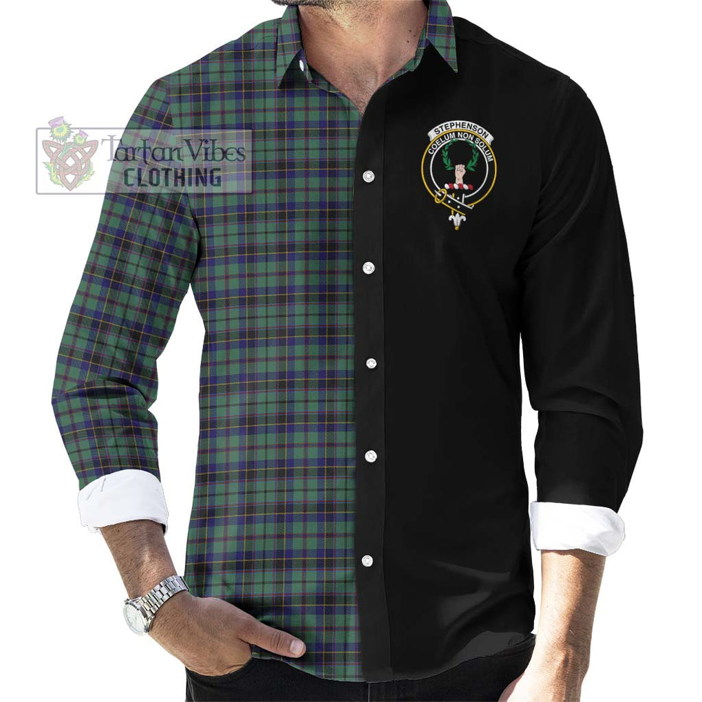 Stephenson (Stevenson) Tartan Long Sleeve Button Shirt with Family Crest and Half Of Me Style - Tartanvibesclothing Shop