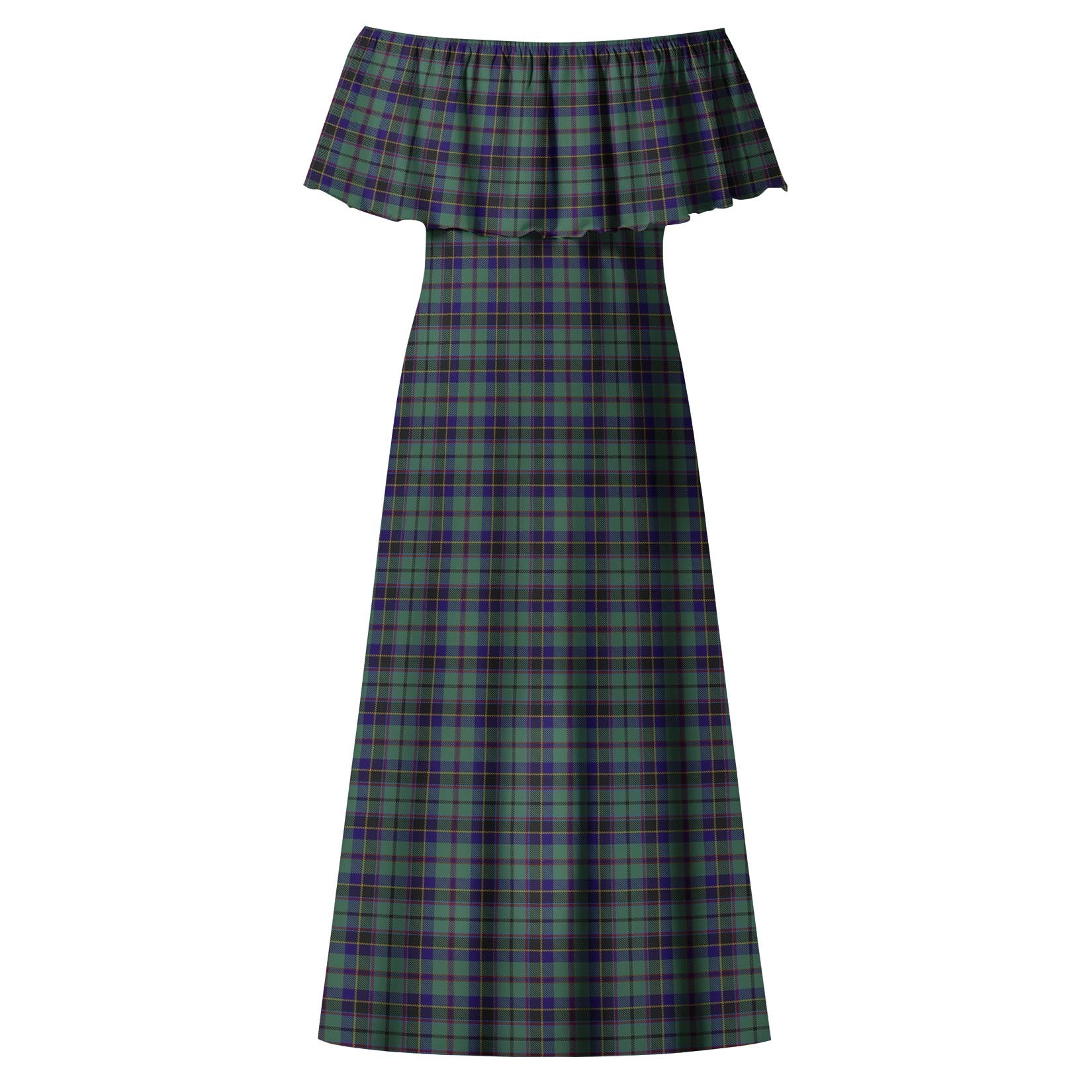 Stephenson Tartan Off Shoulder Long Dress - Tartanvibesclothing