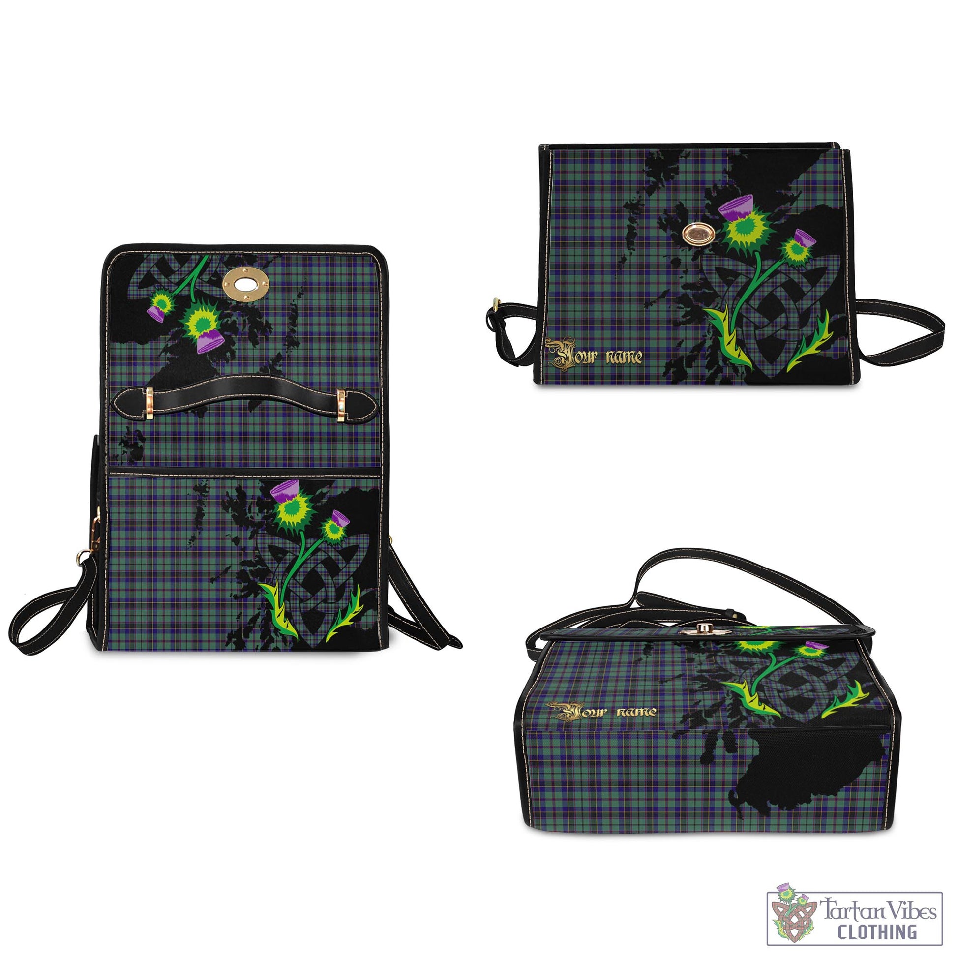 Tartan Vibes Clothing Stephenson Tartan Waterproof Canvas Bag with Scotland Map and Thistle Celtic Accents