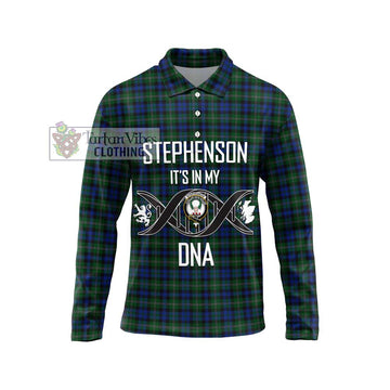 Stephenson Hunting Tartan Long Sleeve Polo Shirt with Family Crest DNA In Me Style Unisex - Tartanvibesclothing Shop