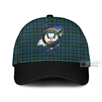 Tartan Vibes Clothing Stephenson Hunting Red Stripe Tartan Classic Cap with Family Crest In Me Style