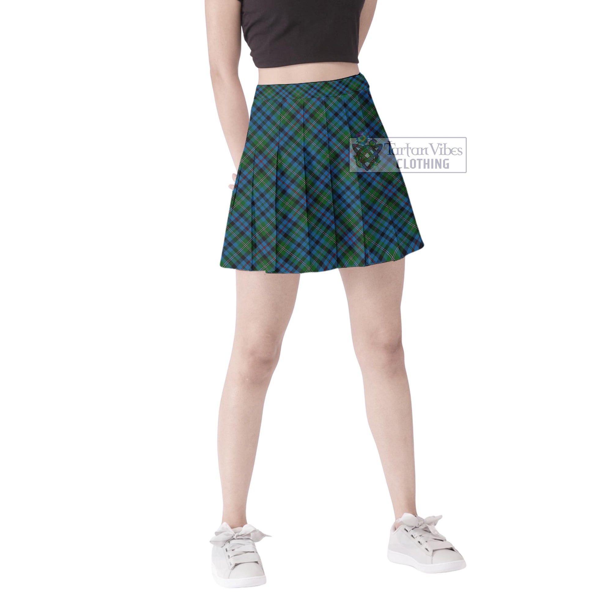 Tartan Vibes Clothing Stephenson Hunting Red Stripe Tartan Women's Plated Mini Skirt