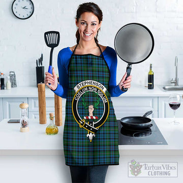 Stephenson Hunting Red Stripe Tartan Apron with Family Crest Black S 38x47 cm - Tartan Vibes Clothing