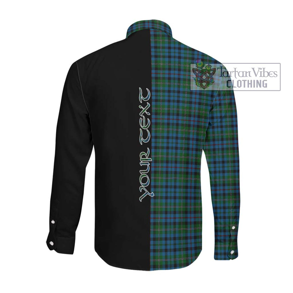 Stephenson Hunting Red Stripe Tartan Long Sleeve Button Shirt with Family Crest and Half Of Me Style Men's Shirt - Tartanvibesclothing Shop