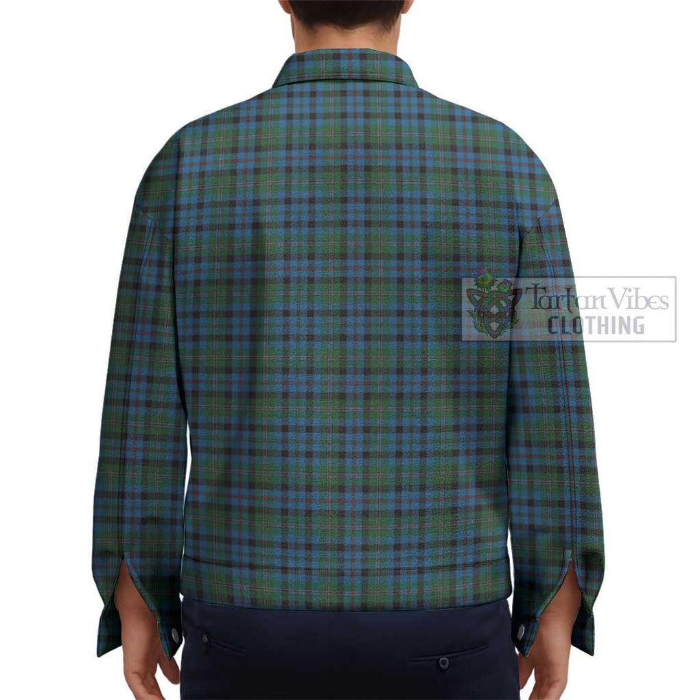 Stephenson Hunting Red Stripe Tartan Unisex Lapel Cotton Jacket - Tartan Vibes Clothing