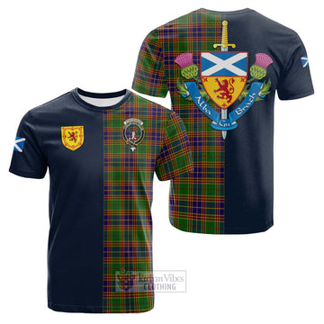 Tartan Vibes Clothing Stephenson Old Tartan Cotton T-shirt with Scottish Lion Royal Arm Half Style