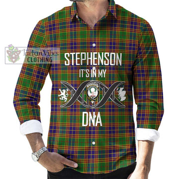 Stephenson Old Tartan Long Sleeve Button Shirt with Family Crest DNA In Me Style Men's Shirt S - Tartanvibesclothing Shop