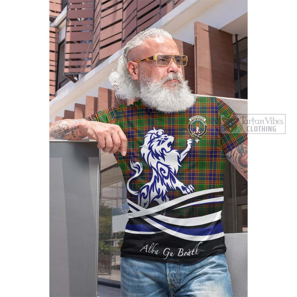 Tartan Vibes Clothing Stephenson Old Tartan Cotton T-shirt with Alba Gu Brath Regal Lion Emblem