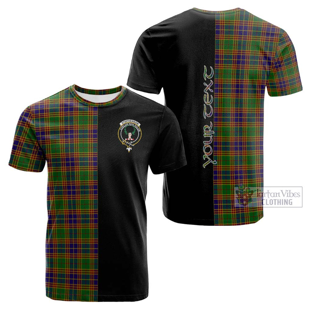 Tartan Vibes Clothing Stephenson Old Tartan Cotton T-shirt with Family Crest and Half Of Me Style