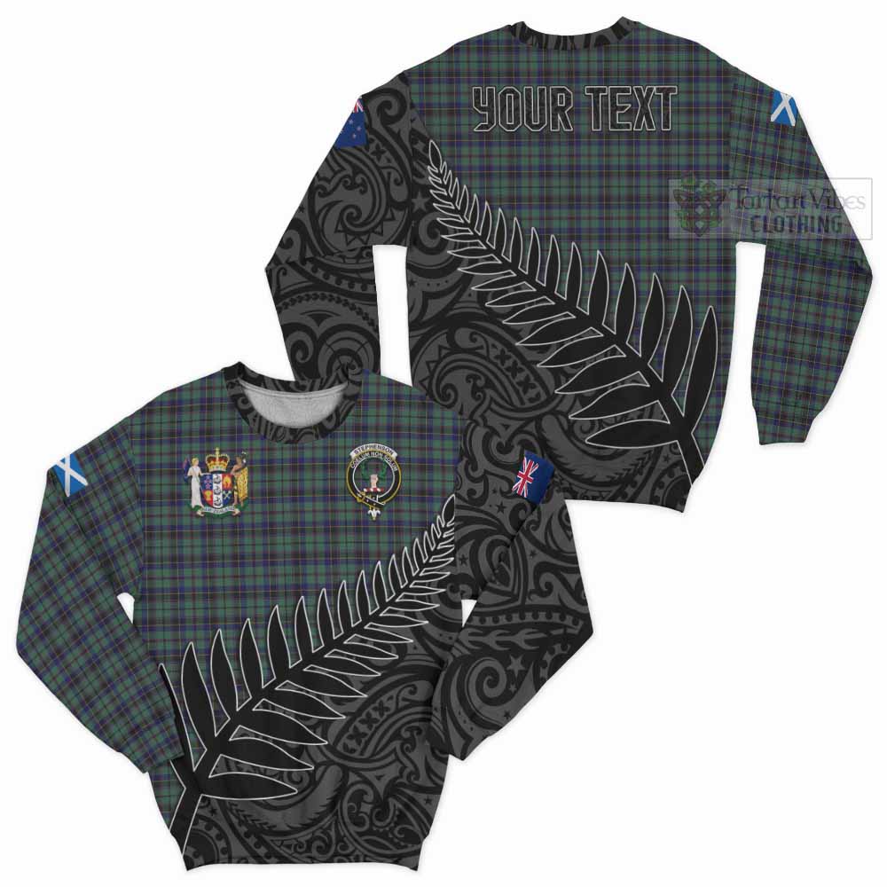 Stephenson (Stevenson) Crest Tartan Sweatshirt with New Zealand Silver Fern Half Style Unisex - Tartan Vibes Clothing
