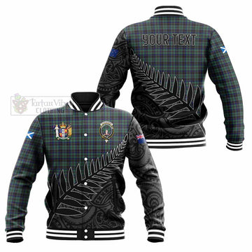 Tartan Vibes Clothing Stephenson (Stevenson) Crest Tartan Baseball Jacket with New Zealand Silver Fern Half Style