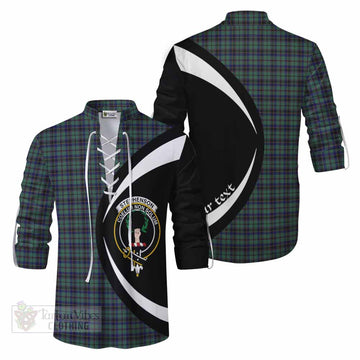 Stephenson (Stevenson) Tartan Ghillie Kilt Shirt with Family Crest Circle Style Men - Tartan Vibes Clothing