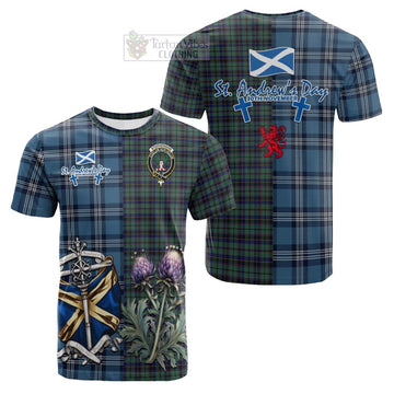 Tartan Vibes Clothing Stephenson (Stevenson) Tartan Cotton T-shirt Happy St. Andrew's Day Half Tartan Style