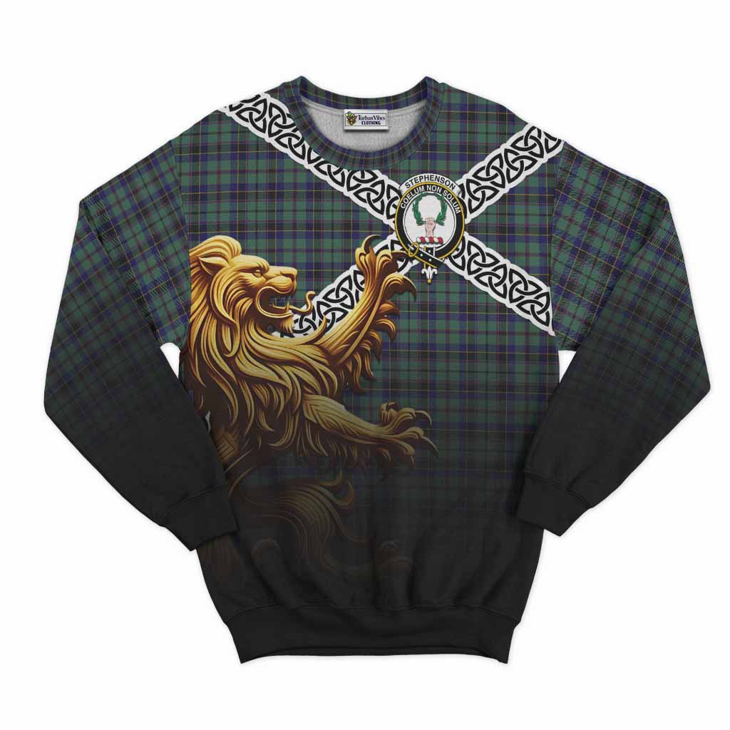 Stephenson (Stevenson) Crest Tartan Sweatshirt with Golden Lion Emblem Celtic Style Unisex - Tartan Vibes Clothing