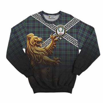 Stephenson (Stevenson) Crest Tartan Sweatshirt with Golden Lion Emblem Celtic Style Unisex - Tartan Vibes Clothing