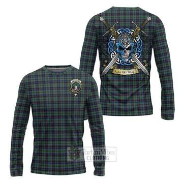 Stephenson (Stevenson) Tartan Long Sleeve T-Shirt with Family Crest Celtic Skull Style Unisex - Tartan Vibes Clothing