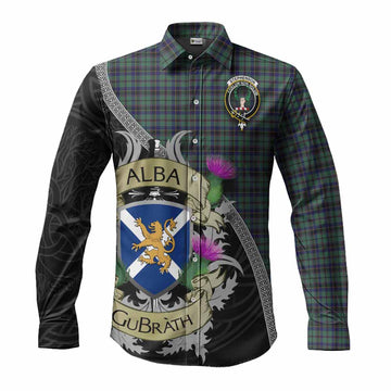 Stephenson (Stevenson) Tartan Family Crest Long Sleeve Button Shirt Lion Rampant Royal Thistle Shield Celtic Inspired Men's Shirt S - Tartan Vibes Clothing