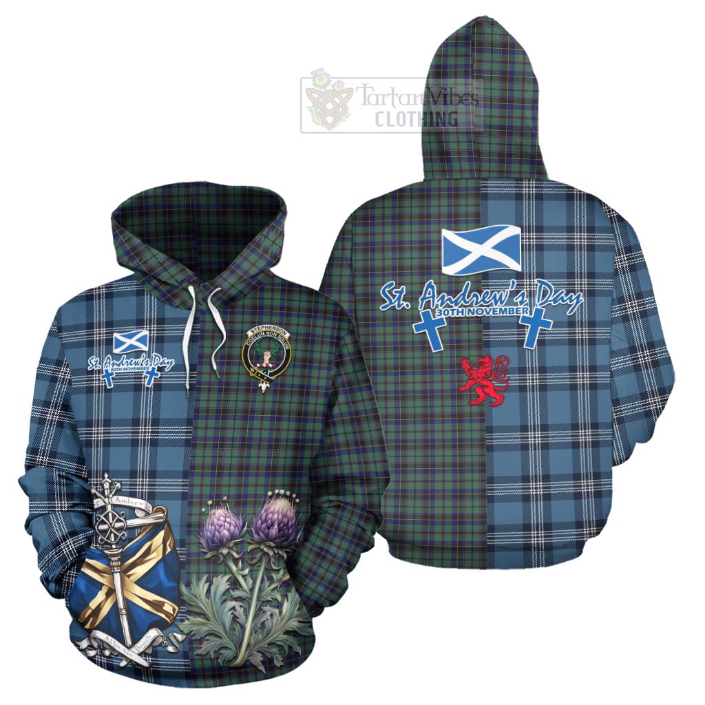 Stephenson (Stevenson) Tartan Hoodie Happy St. Andrew's Day Half Tartan Style Zip Hoodie - Tartan Vibes Clothing