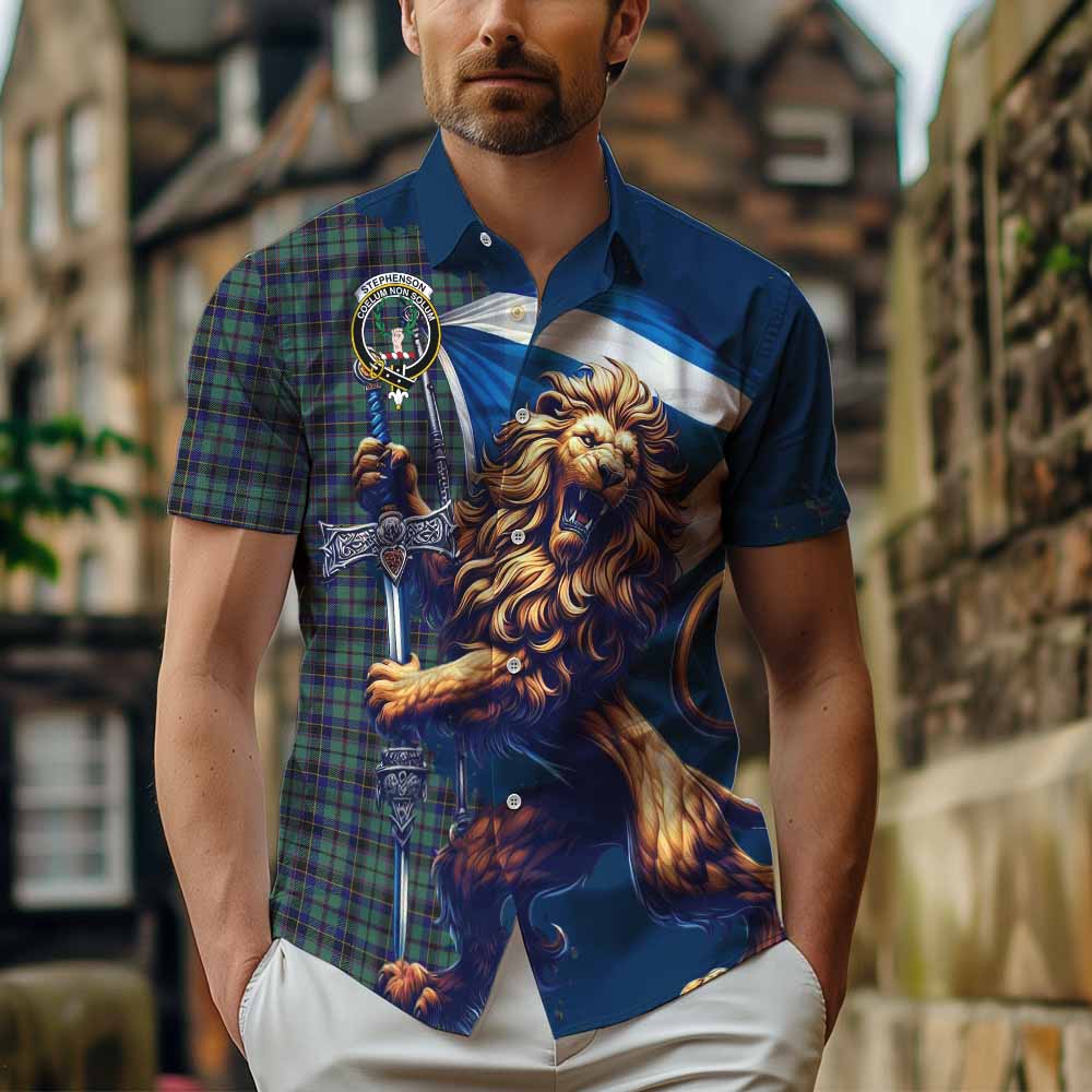 Stephenson (Stevenson) Tartan Family Crest Hawaiian Shirt with Scottish Majestic Lion Kid - Tartan Vibes Clothing