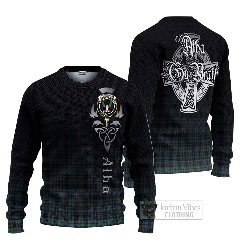 Stephenson (Stevenson) Tartan Ugly Sweater Featuring Alba Gu Brath Family Crest Celtic Inspired Unisex - Tartan Vibes Clothing