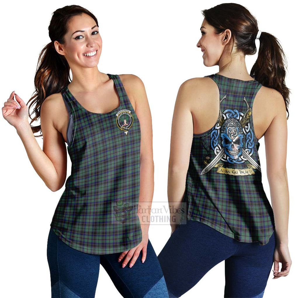 Stephenson (Stevenson) Tartan Women's Racerback Tanks with Family Crest Celtic Skull Style 4XL - Tartan Vibes Clothing