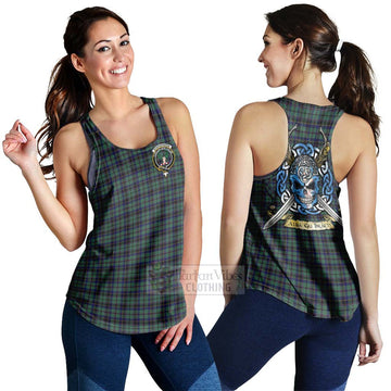 Stephenson (Stevenson) Tartan Women's Racerback Tanks with Family Crest Celtic Skull Style 4XL - Tartan Vibes Clothing