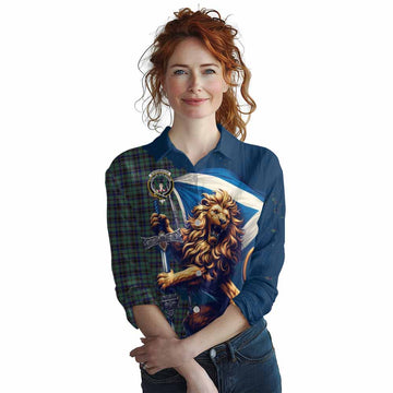 Stephenson (Stevenson) Tartan Family Crest Women's Casual Shirt with Scottish Majestic Lion Female - Tartan Vibes Clothing