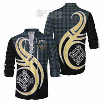 Stephenson (Stevenson) Tartan Ghillie Kilt Shirt with Family Crest and Celtic Symbol Style Men - Tartan Vibes Clothing