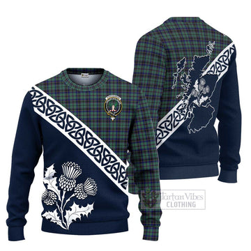 Stephenson (Stevenson) Tartan Ugly Sweater Featuring Thistle and Scotland Map Unisex - Tartan Vibes Clothing