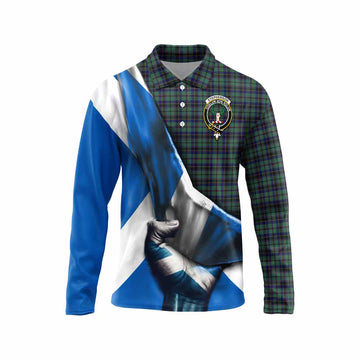 Stephenson (Stevenson) Tartan Long Sleeve Polo Shirt with Family Crest Scotland Patriotic Style Unisex - Tartan Vibes Clothing