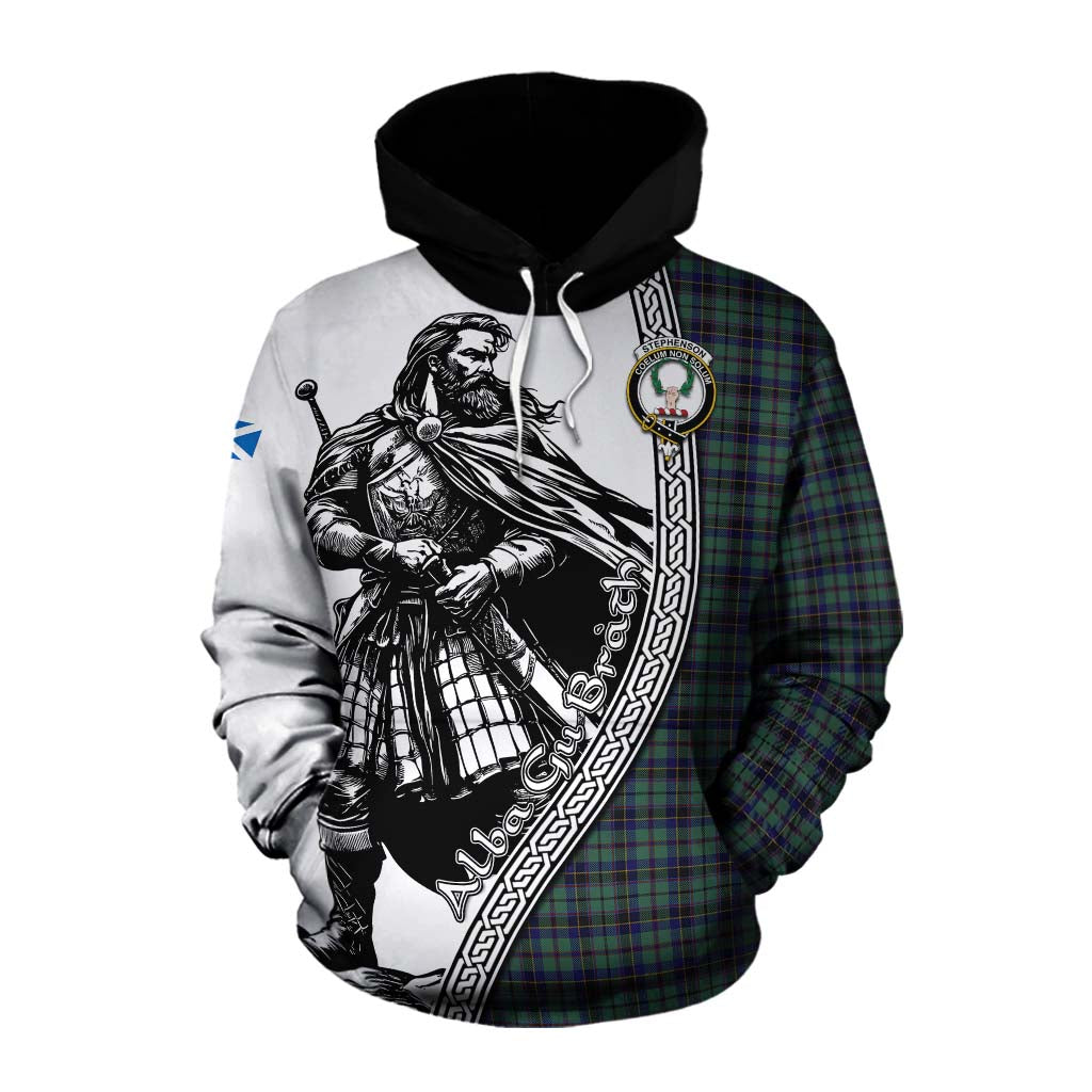 Stephenson (Stevenson) Tartan Clan Crest Cotton Hoodie with Highlander Warrior Celtic Style Pullover Hoodie XS - Tartan Vibes Clothing