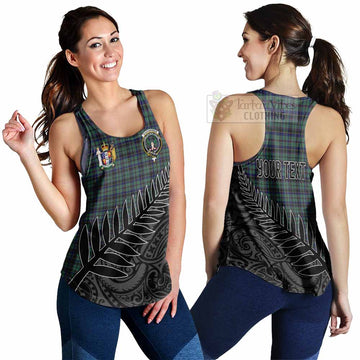 Tartan Vibes Clothing Stephenson (Stevenson) Crest Tartan Women's Racerback Tanks with New Zealand Silver Fern Half Style