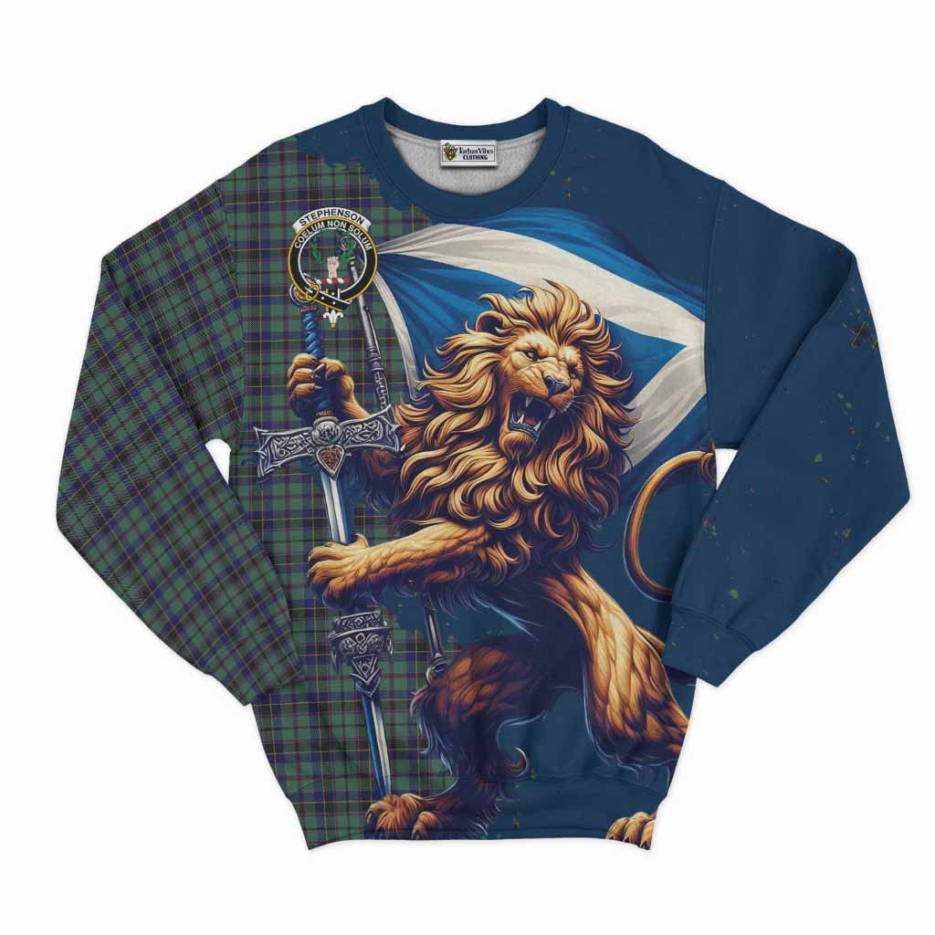 Stephenson (Stevenson) Tartan Family Crest Sweatshirt with Scottish Majestic Lion Unisex - Tartan Vibes Clothing