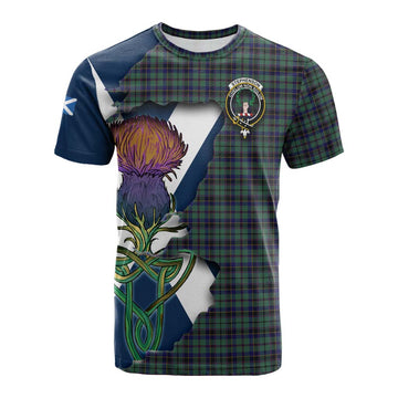 Stephenson (Stevenson) Tartan Family Crest Cotton T-shirt Scottish Thistle Celtic Inspired