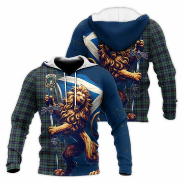 Stephenson (Stevenson) Tartan Family Crest Knitted Hoodie with Scottish Majestic Lion Unisex Knitted Pullover Hoodie - Tartan Vibes Clothing