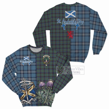Stephenson (Stevenson) Tartan Sweatshirt Happy St. Andrew's Day Half Tartan Style Unisex - Tartan Vibes Clothing