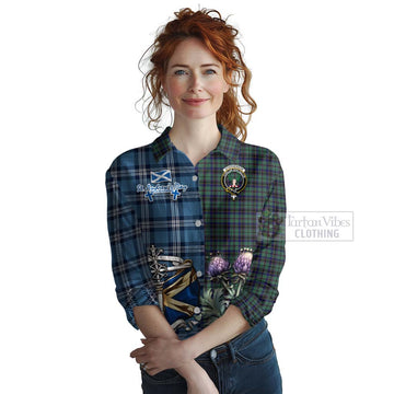 Stephenson (Stevenson) Tartan Women's Casual Shirt Happy St. Andrew's Day Half Tartan Style Female - Tartan Vibes Clothing