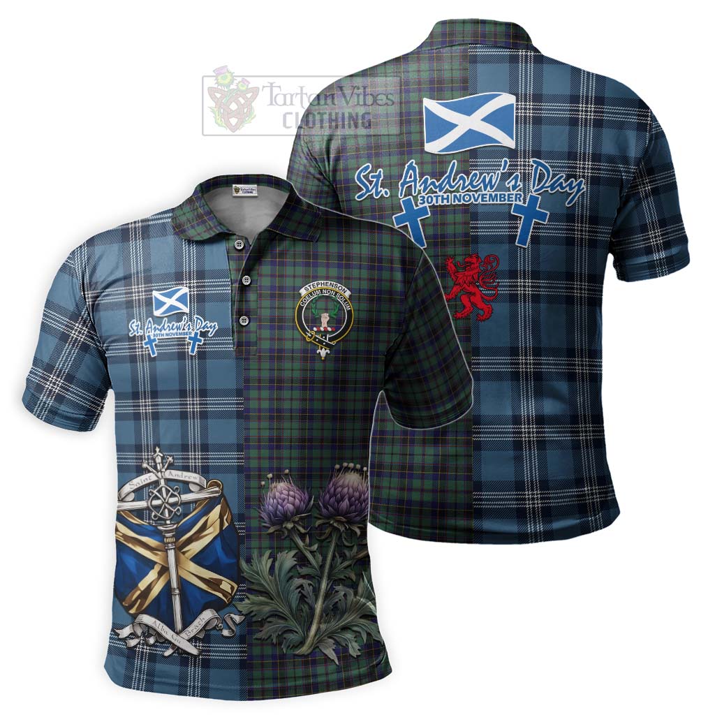 Stephenson (Stevenson) Tartan Polo Shirt Happy St. Andrew's Day Half Tartan Style Kid - Tartan Vibes Clothing