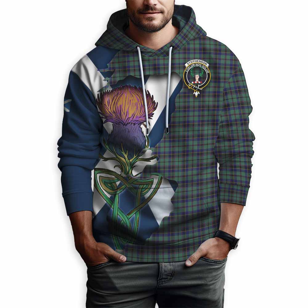 Tartan Vibes Clothing Stephenson (Stevenson) Tartan Family Crest Hoodie Scottish Thistle Celtic Inspired