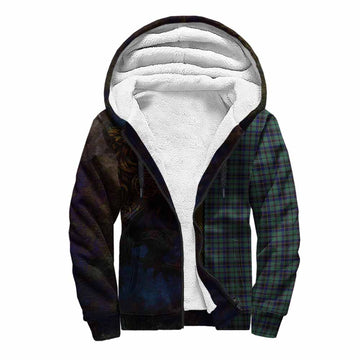 Tartan Vibes Clothing Stephenson (Stevenson) Tartan Family Crest Sherpa Hoodie Alba Gu Brath Be Brave Lion Ancient Style