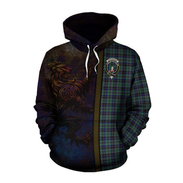 Tartan Vibes Clothing Stephenson (Stevenson) Tartan Family Crest Cotton Hoodie Alba Gu Brath Be Brave Lion Ancient Style