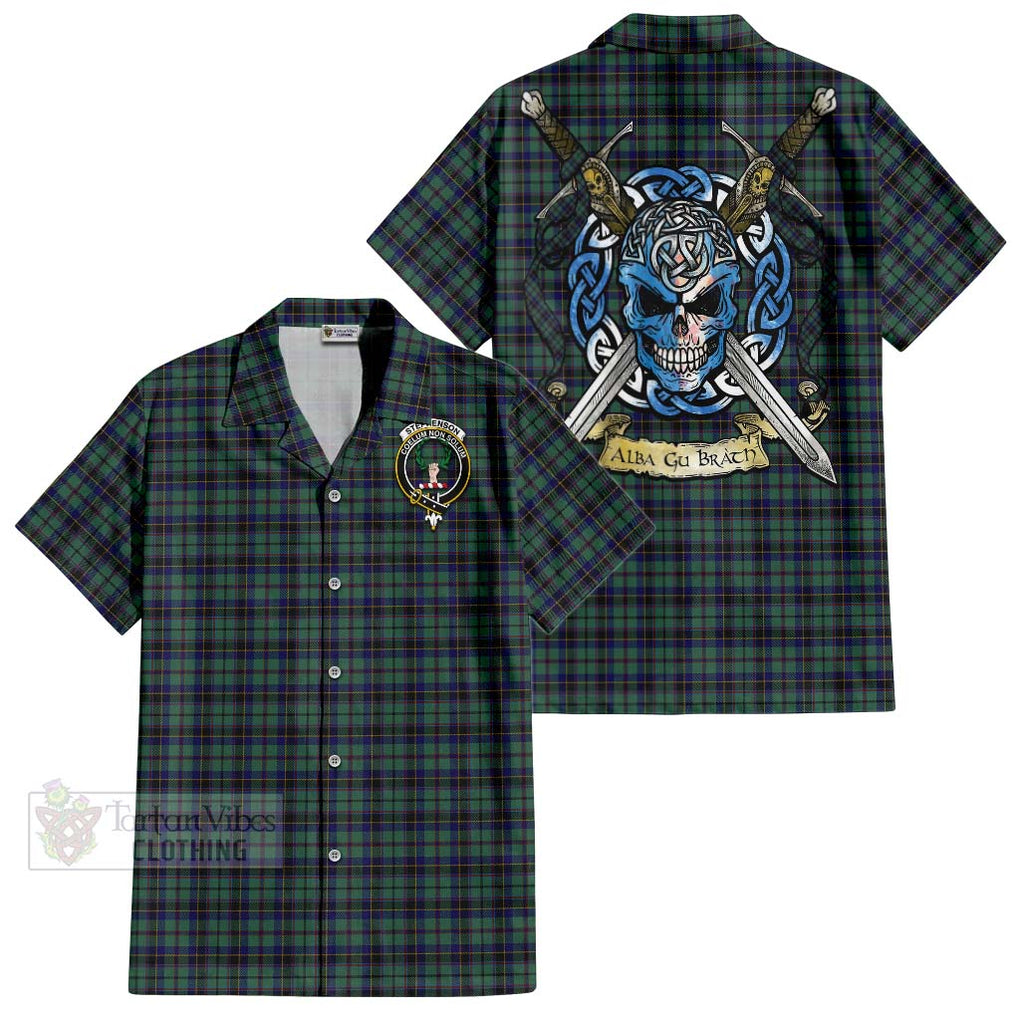 Stephenson (Stevenson) Tartan Hawaiian Shirt with Family Crest Celtic Skull Style Kid - Tartan Vibes Clothing