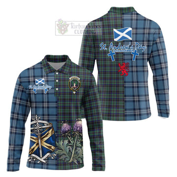 Stephenson (Stevenson) Tartan Long Sleeve Polo Shirt Happy St. Andrew's Day Half Tartan Style Unisex - Tartan Vibes Clothing