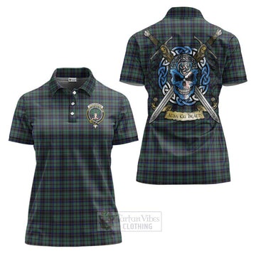 Stephenson (Stevenson) Tartan Women's Polo Shirt with Family Crest Celtic Skull Style Women - Tartan Vibes Clothing