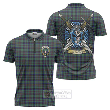 Stephenson (Stevenson) Tartan Zipper Polo Shirt with Family Crest Celtic Skull Style Unisex - Tartan Vibes Clothing