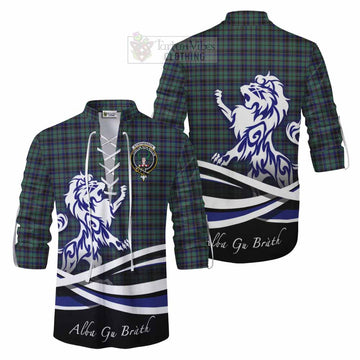 Stephenson (Stevenson) Tartan Ghillie Kilt Shirt with Alba Gu Brath Regal Lion Emblem Men - Tartan Vibes Clothing