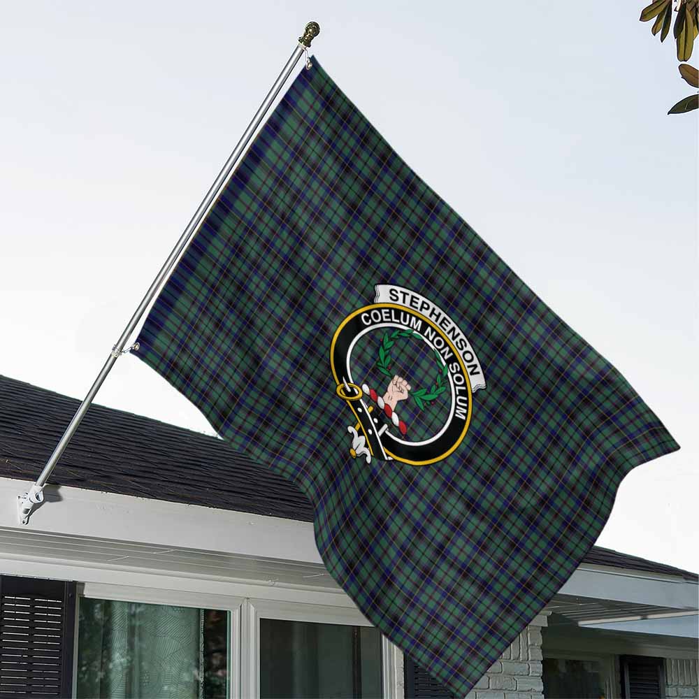 Tartan Vibes Clothing Stephenson (Stevenson) Tartan House Flag with Family Crest